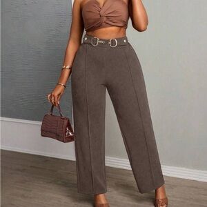 Elegant Brown High-Waisted Pants